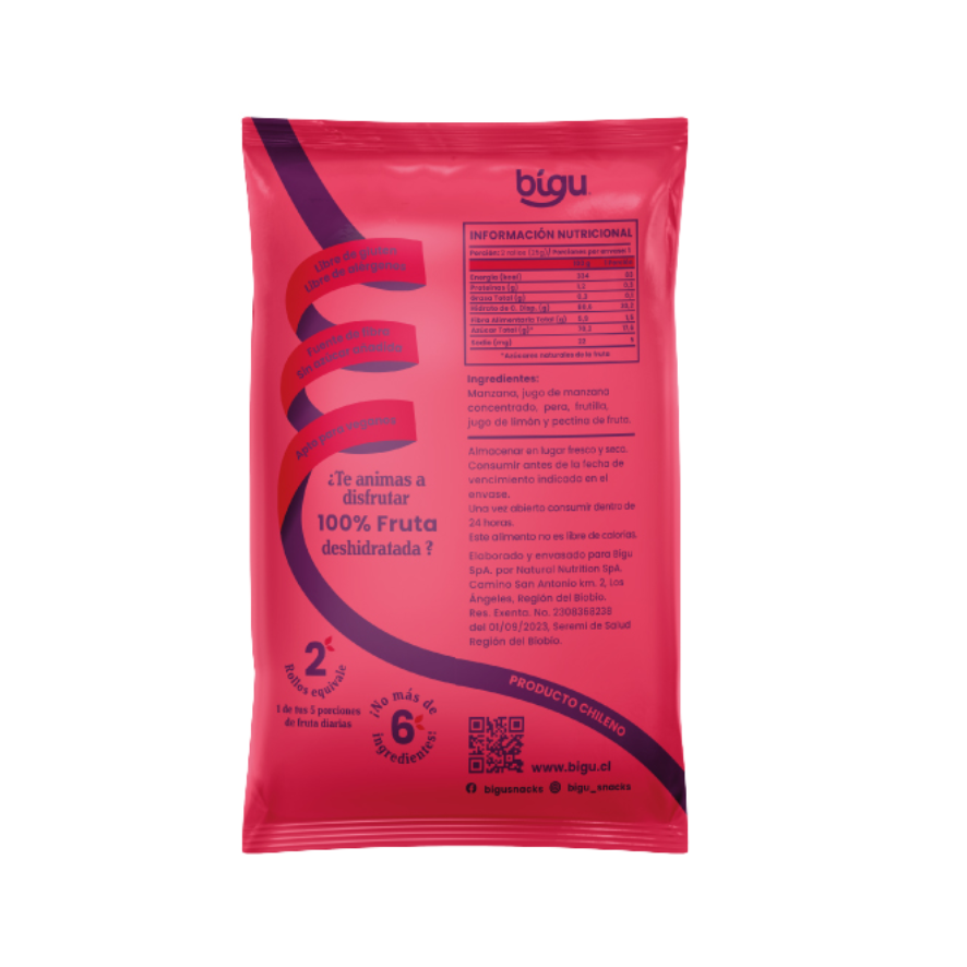 BIGU Rollo de Fruta Frutilla 25 grs