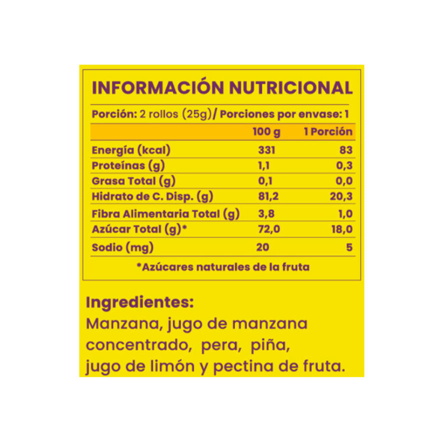 BIGU Rollo de Fruta Piña 25 grs