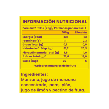 BIGU Rollo de Fruta Piña 25 grs