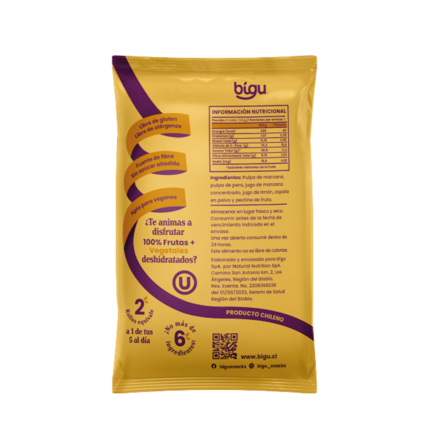 BIGU Rollo de Fruta Zapallo 25 grs