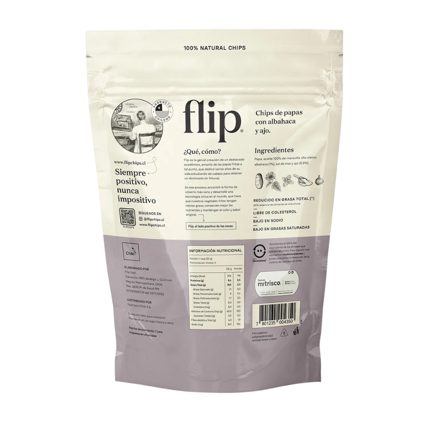FLIP Chips de Papas Albahaca Ajo Familiar 140 grs