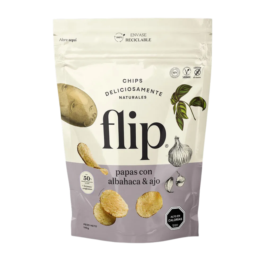 FLIP Chips de Papas Albahaca Ajo Familiar 140 grs