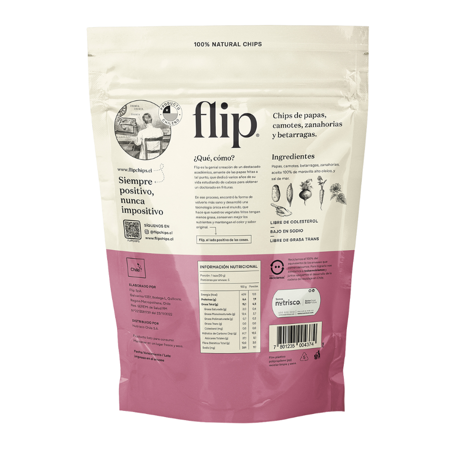 FLIP Chips de Papas Camote Zanahoria Betarraga  Familiar 140 grs