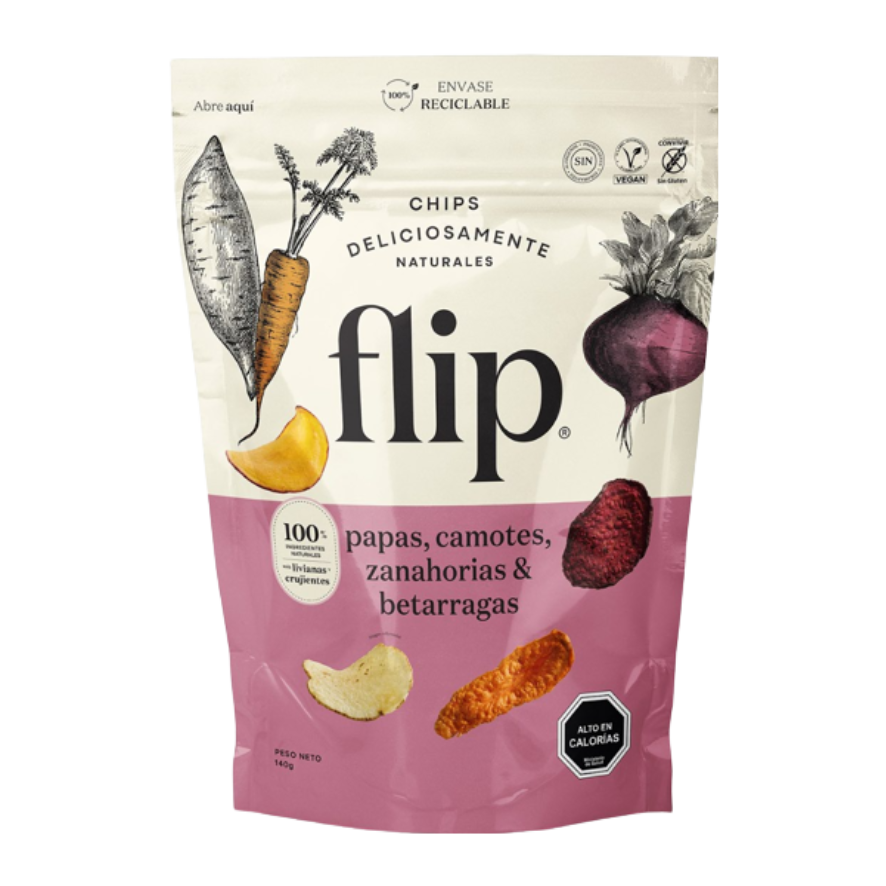 FLIP Chips de Papas Camote Zanahoria Betarraga  Familiar 140 grs