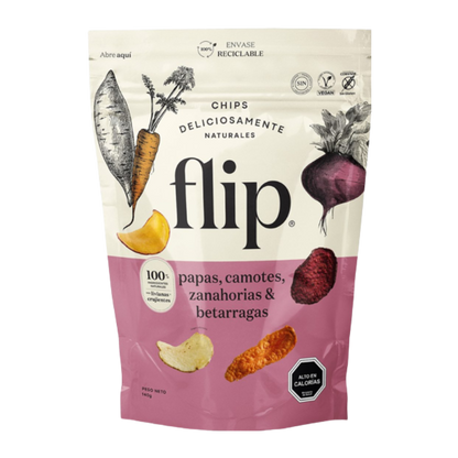 FLIP Chips de Papas Camote Zanahoria Betarraga  Familiar 140 grs