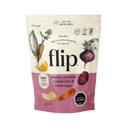 FLIP Chips de Papas Camote Zanahoria Betarraga 30 grs