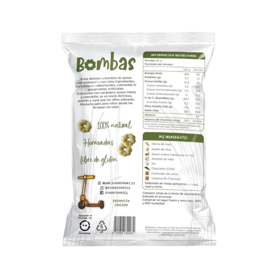 KUNA Bombas Queso Crema Ciboulette 20 grs