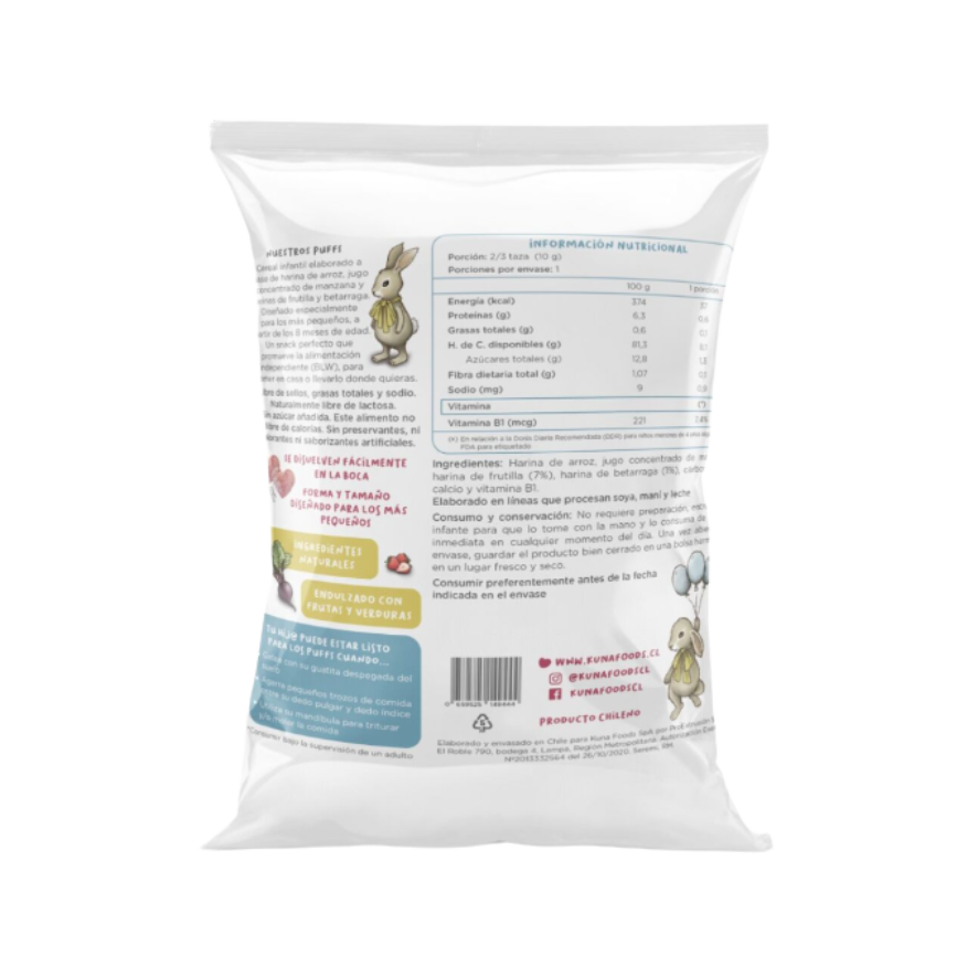 KUNA Puffs Frutilla Betarraga 10 grs