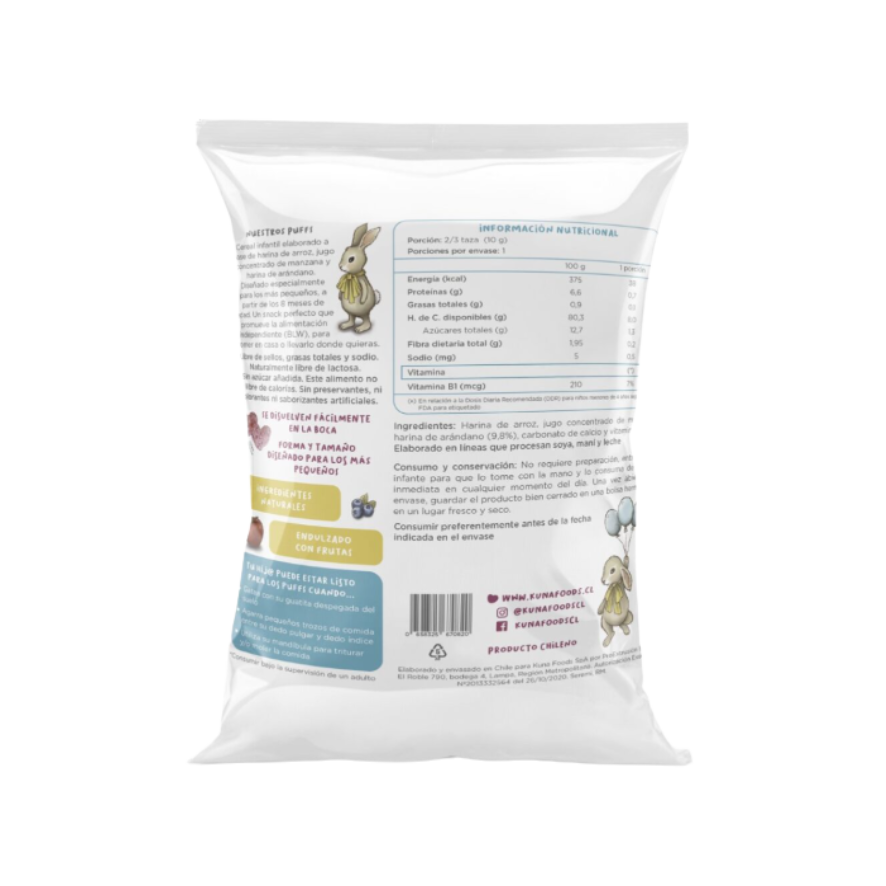 KUNA Puffs Manzana Arándano 10 grs