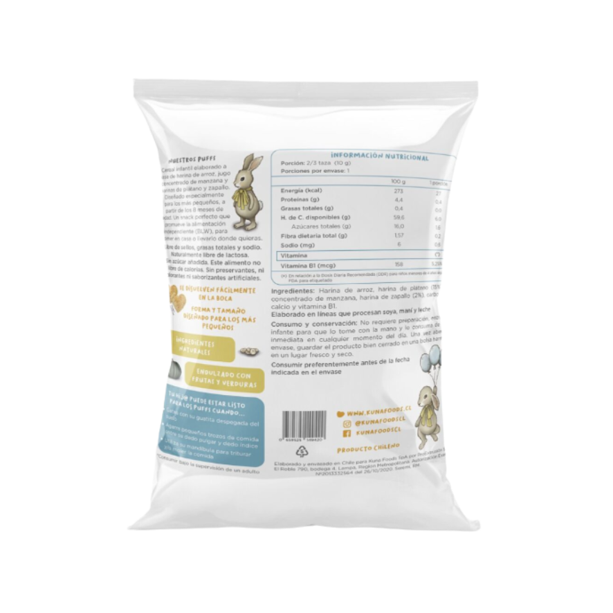 KUNA Puffs Plátano Zapallo 10 grs