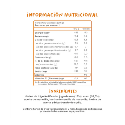 KUNA Galletas Cookids Maní 30 grs