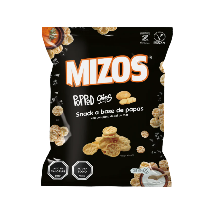 MIZOS Popped Chips con Sal de Mar 20 grs