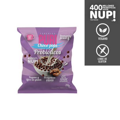 PURI Cereal Mini Pops Cacao con Probióticos 20 grs