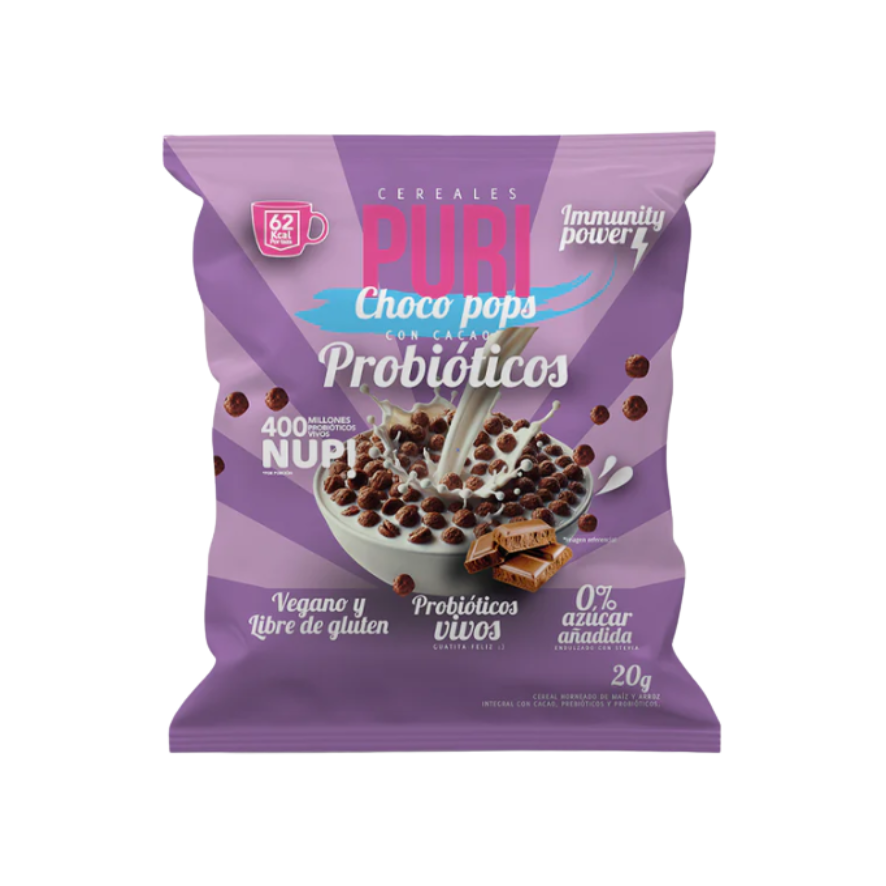 PURI Cereal Mini Pops Cacao con Probióticos 20 grs