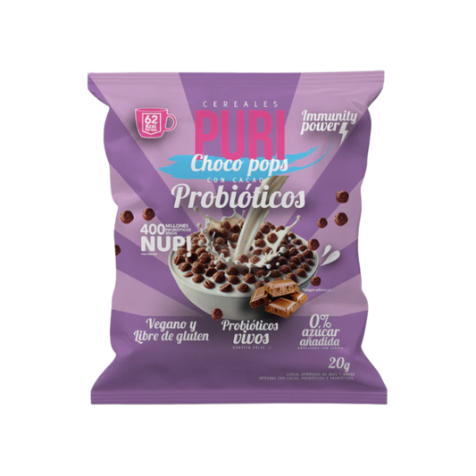 PURI Cereal Mini Pops Cacao con Probióticos 20 grs