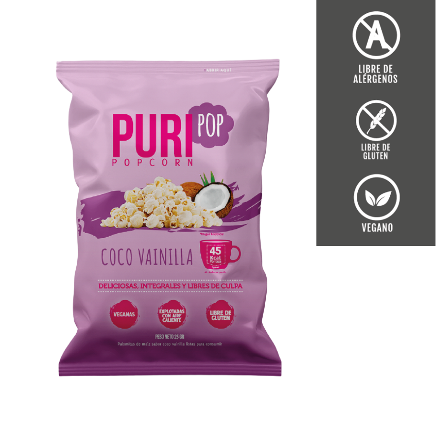 PURI Popcorn Coco Vainilla 25 grs