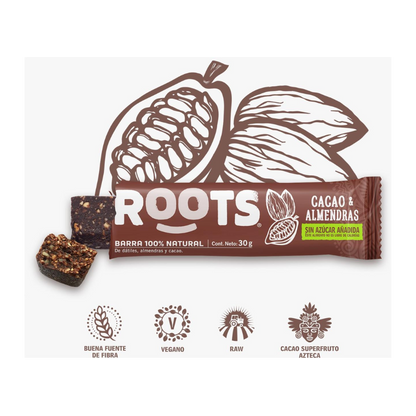 ROOTS Barra Cacao Almendra 30 grs