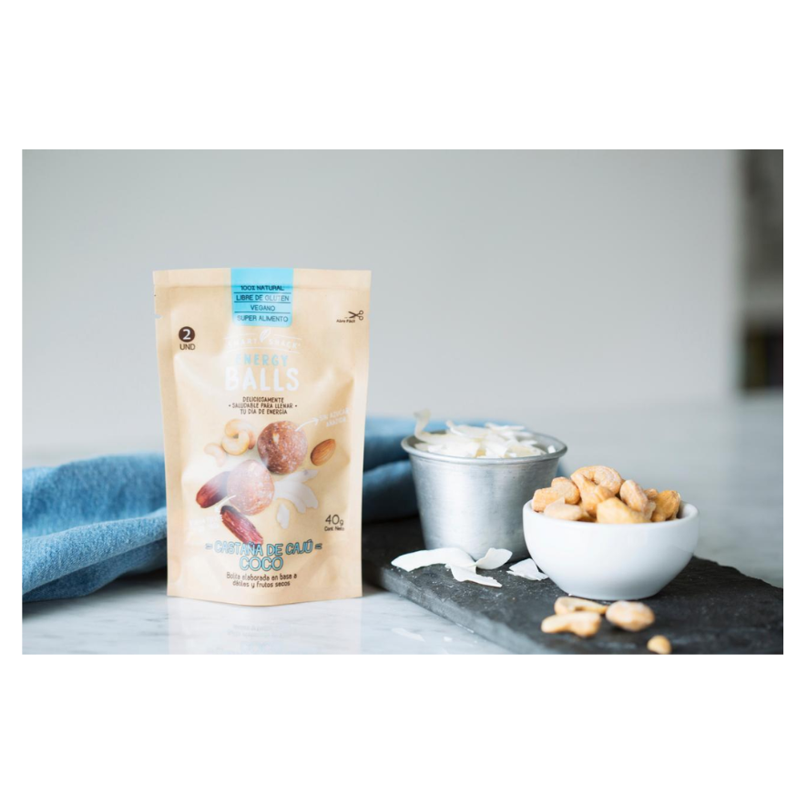 SMART SNACK Energy Balls Castañas de Cajú Coco 40 grs