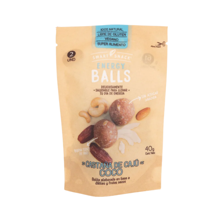 SMART SNACK Energy Balls Castañas de Cajú Coco 40 grs