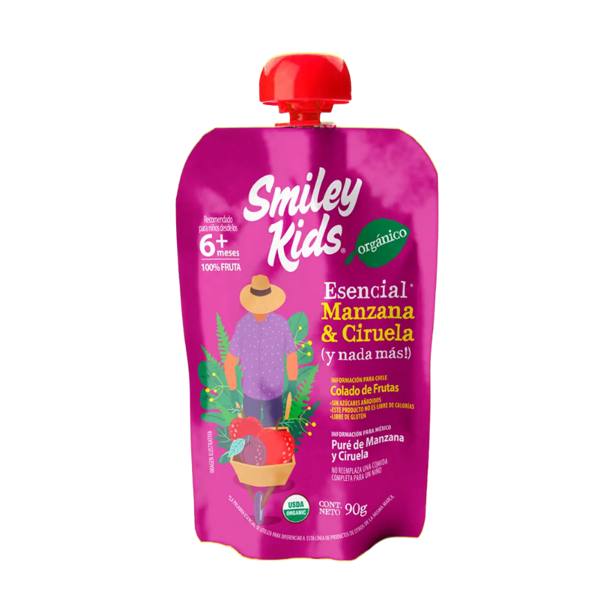 SMILEY KIDS Compota Orgánica Manzana Ciruela 90 grs
