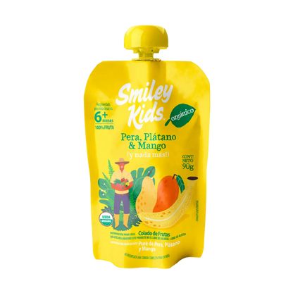 SMILEY KIDS Compota Orgánica Pera Plátano Mango 90 grs