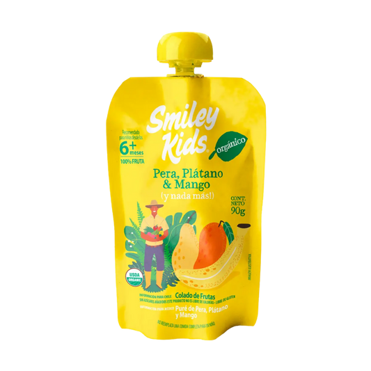 SMILEY KIDS Compota Orgánica Pera Plátano Mango 90 grs