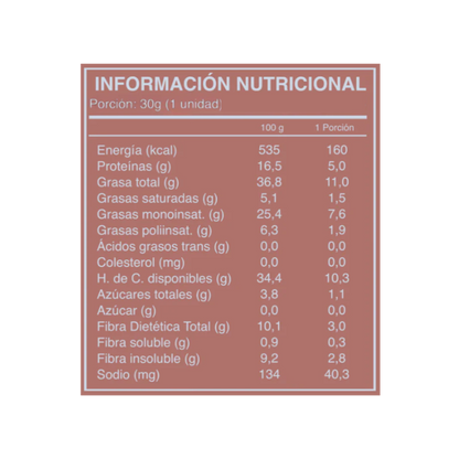 WILD FOODS Barra Natural Cacao Nibs Maní 30 grs