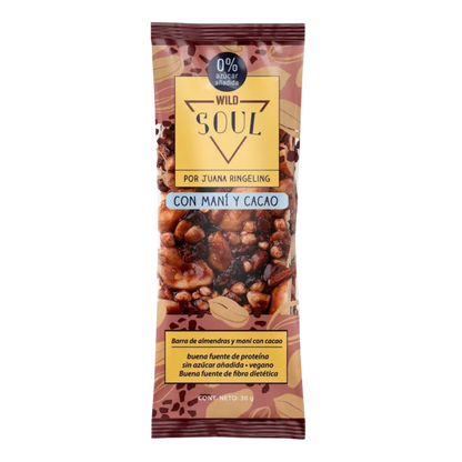WILD FOODS Barra Natural Cacao Nibs Maní 30 grs